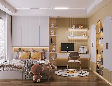 Light Luxury Tatami Bedroom Tatami Children's Room 3d model