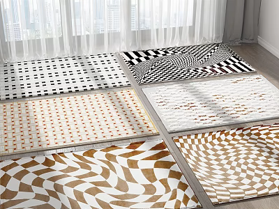 Square Rugs Featuring Various Modern Patterns For Stylish Home Decor 3d model