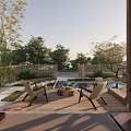 Modern White Detached Villa Exterior With Two Windows Trees Fence And Front Patio