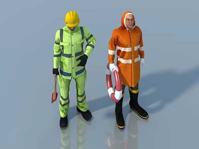 Flat Door Installation With Workers In Safety Gear And Equipment 3d model