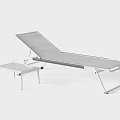 Modern Outdoor Reclining Lounge Chair With Metal Frame Mesh Seat And Side Table