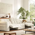 Bright Modern Living Room Interior With White Sofa Large Window Green Plant And Area Rug