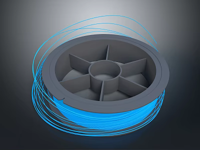 Blue Filament Wrapped On Gray Spool For 3D Printing Daily Supplies 3d model