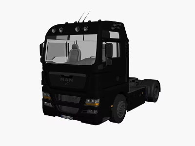 Black MAN Heavy Duty Truck Tractor Unit With Cab Windshield And Headlights 3d model