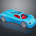 Blue Sports Car Toy Model With Red Interior And Sleek Design Silver Wheels