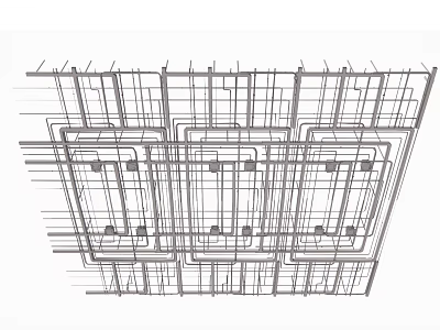 Ceiling Grid Structure Design With Metal Supports And Installation Framework 3d model