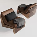 Brown Single Sofa Interior With Black Cushions And Gray Blanket Modern Geometric Design