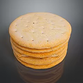 Stack of Golden Crackers with Small Holes on Surface on Dark Background