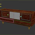 Classic Mahogany Wooden TV Stand With Cabinet Doors Mirror Panel Drawer And Wooden Legs