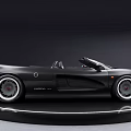 Black Convertible Sports Car With Shiny Exterior On Circular Display Platform