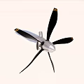 Detailed Aircraft Propeller Model With Black Blades Metal Hub And Yellow Tips