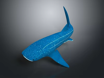 3D Rendered Blue Whale Shark Featuring White Spots And Lines On Gray Background 3d model