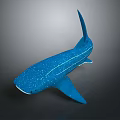 3D Rendered Blue Whale Shark Featuring White Spots And Lines On Gray Background