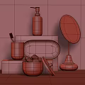 Copper Bathroom Accessories Set With Mirror Bottles And Cotton Ball Container