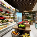 Bright Fruit Store Interior With Fresh Fruit Displays Colorful Baskets And Wooden Shelves