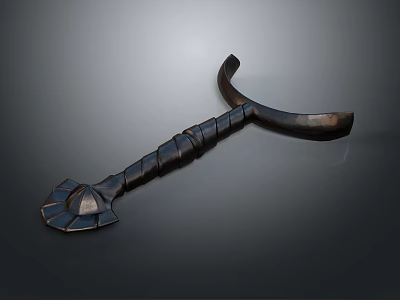 Traditional Curved Blade Weapon With Twisted Handle And Decorative End Design 3d model
