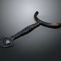 Traditional Curved Blade Weapon With Twisted Handle And Decorative End Design