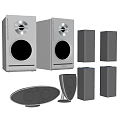 High Quality Home Theater Audio System With Main Speakers Surrounds Subwoofer And Headphones