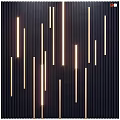 Modern Single Bed Design With Vertical Gold Light Strips On Black Wall