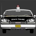 Vintage State Police Car With Black And White Design And Roof Light