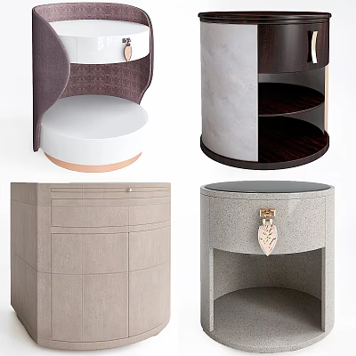 Contemporary Side Cabinets With Round Square Designs And Leaf Handles 3d model