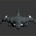 Shark Themed Game Movie Character Muscular Humanoid With Silver Skin White Torso And Clawed Feet