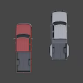 White and Red Double Cab Pickup Trucks 3D Render with Classic Design