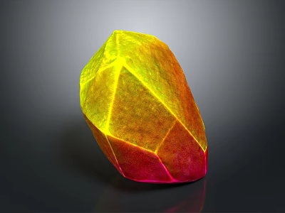 Colorful Polyhedral Gemstone With Yellow Red Gradient And Shiny Faceted Surface 3d model