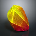 Colorful Polyhedral Gemstone With Yellow Red Gradient And Shiny Faceted Surface