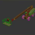Wheeled Aerial Work Platform With Telescopic Boom And Green Work Basket