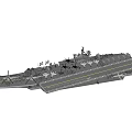 Modern Aircraft Carrier Warship With Flight Deck Island Structure Helicopters And Fighter Jets