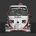 Red And White Modified Race Car With Goodyear Motul Shell Logos And Numbers 50 12
