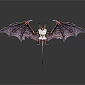 Mythical Dragon Figurine With Large Detailed Wings White Body And Purple Membranes