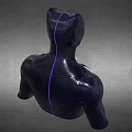 Game and Movie Character Black Panther Bust with Black Purple Patterned Suit and Muscular Design