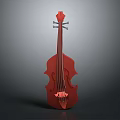 Artistic Painted Musical Instrument Cello with Red Body Strings and Scroll