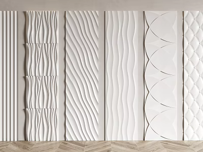 Variety Of White Wall Panels With Different Textures And Designs 3d model