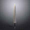Sharp Metal Weapon Knife With Long Black Handle And Perforated Blade Design