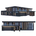 Modern Detached House Exterior Design With Wood Stone Siding Large Windows And Balcony