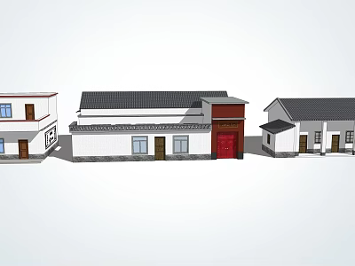 Traditional Modern House Exterior Styles With White Walls Black Roof Red Door And Brown Doors 3d model