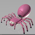 Pink Spider Shaped Robot With Multiple Legs And Shiny Surface