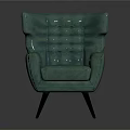Teal Single Sofa With Button Tufted Backrest Wide Armrests And Black Wooden Legs