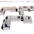 Modern Modular Sofa Set With L Shaped Layout Multiple Cushions And Side Tables 3d model