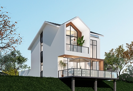 Two-storey modern villa 3d model