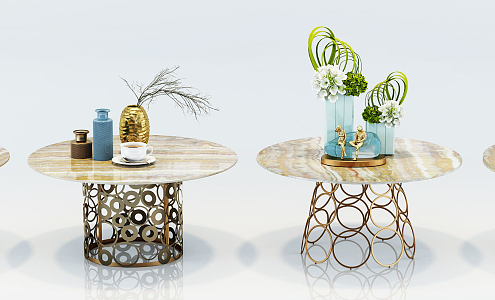 Modern Round Table Fashion Simple Coffee Table Side Table Vase Decorations Combination 3d model