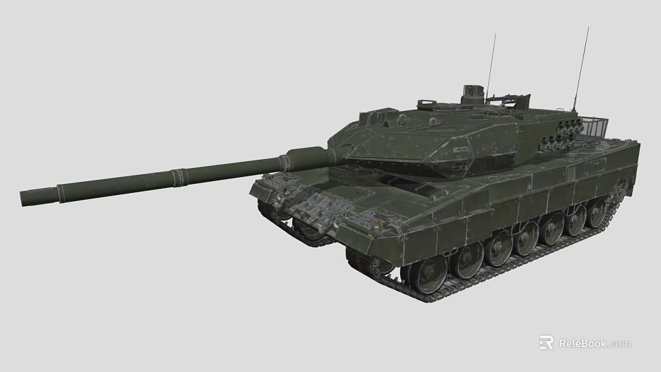 Modern Military Combat Tank With Long Cannon Barrel Tracks And Turret Armor 3d model 