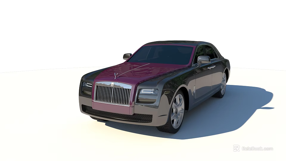 Luxury Black And Purple Sedan With Front Grille And Silver Wheels 3d model 