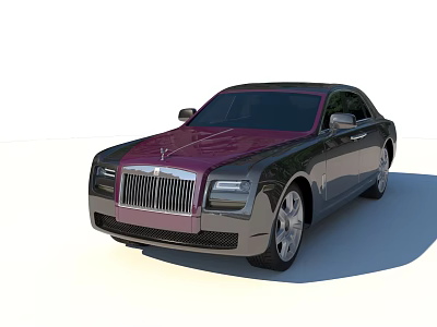 Luxury Black And Purple Sedan With Front Grille And Silver Wheels 3d model