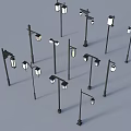 Collection of Different Street Lamps 3D Models with Modern Styles