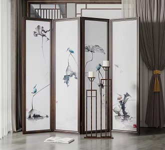New Chinese Style Screen Partition 3d model