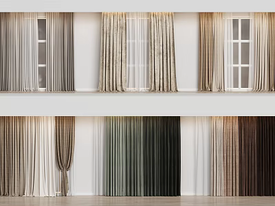 Various Colored Curtains With Different Textures For Home Window Interior Design 3d model